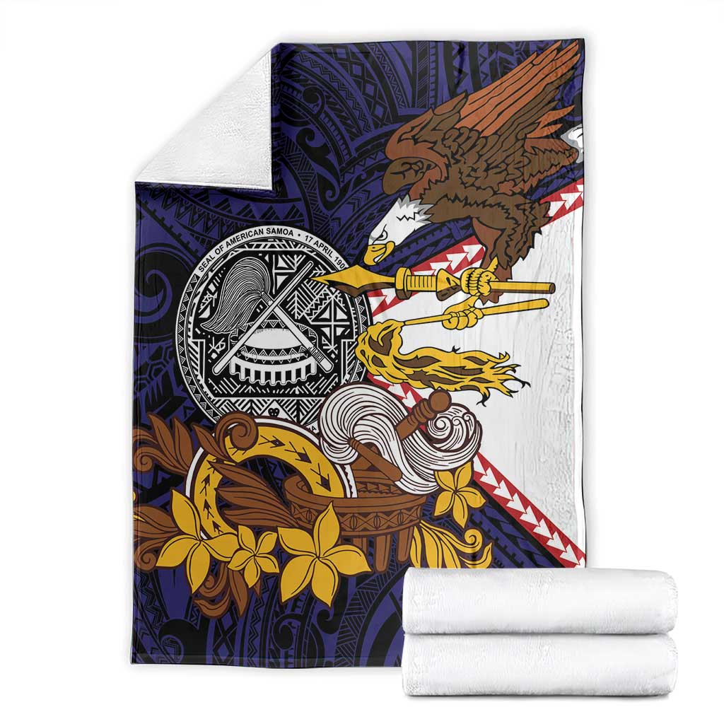 American Samoa Eagle Kava Bowl Blanket Plumeria Polynesian Pattern