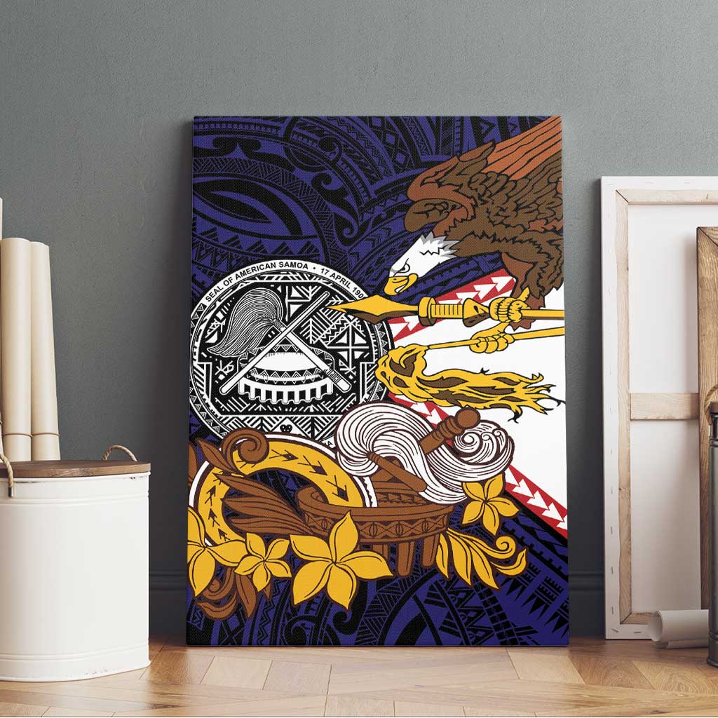 American Samoa Eagle Kava Bowl Canvas Wall Art Plumeria Polynesian Pattern