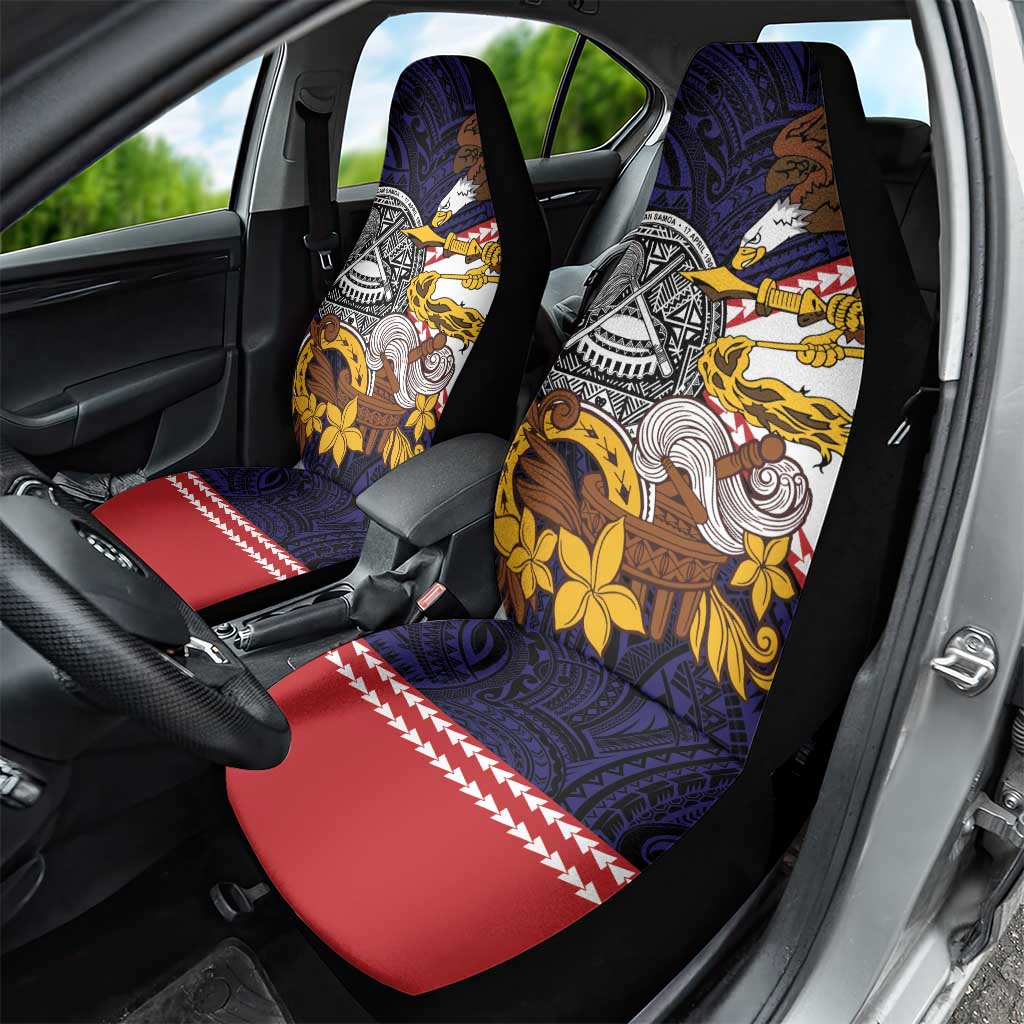American Samoa Eagle Kava Bowl Car Seat Cover Plumeria Polynesian Pattern