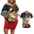 American Samoa Eagle Kava Bowl Couples Matching Off Shoulder Short Dress and Hawaiian Shirt Plumeria Polynesian Pattern