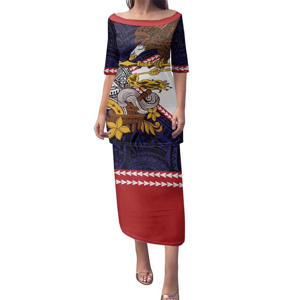 American Samoa Eagle Kava Bowl Family Matching Puletasi and Hawaiian Shirt Plumeria Polynesian Pattern