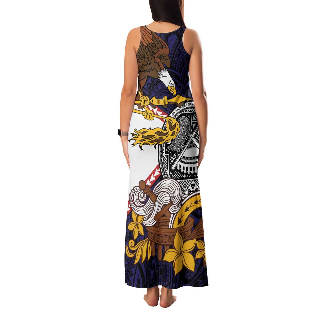 American Samoa Eagle Kava Bowl Family Matching Tank Maxi Dress and Hawaiian Shirt Plumeria Polynesian Pattern