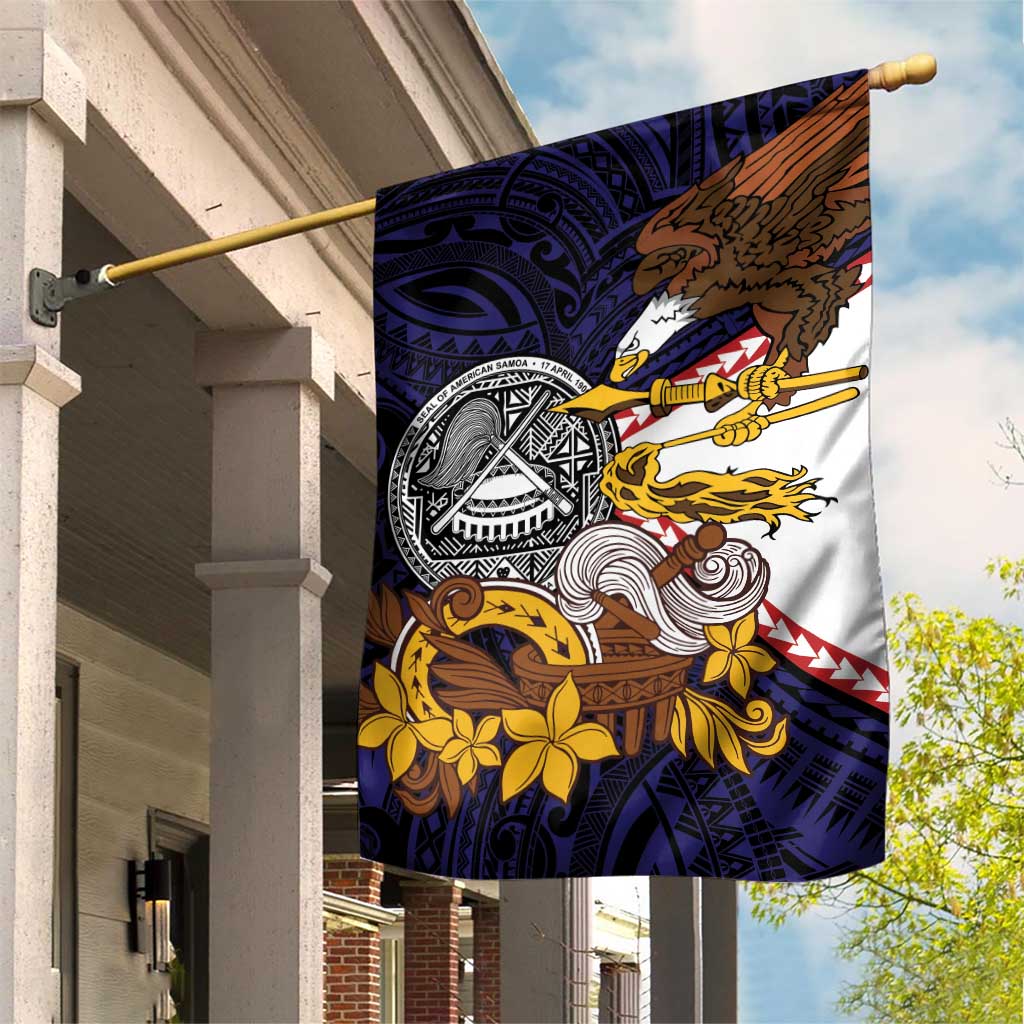 American Samoa Eagle Kava Bowl Garden Flag Plumeria Polynesian Pattern