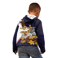 American Samoa Eagle Kava Bowl Kid Hoodie Plumeria Polynesian Pattern