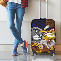 American Samoa Eagle Kava Bowl Luggage Cover Plumeria Polynesian Pattern