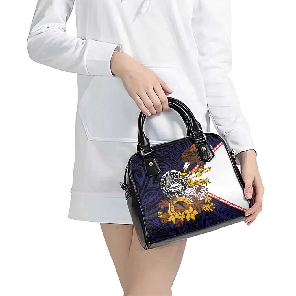 American Samoa Eagle Kava Bowl Shoulder Handbag Plumeria Polynesian Pattern