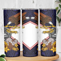 American Samoa Eagle Kava Bowl Skinny Tumbler Plumeria Polynesian Pattern LT01 - Polynesian Pride