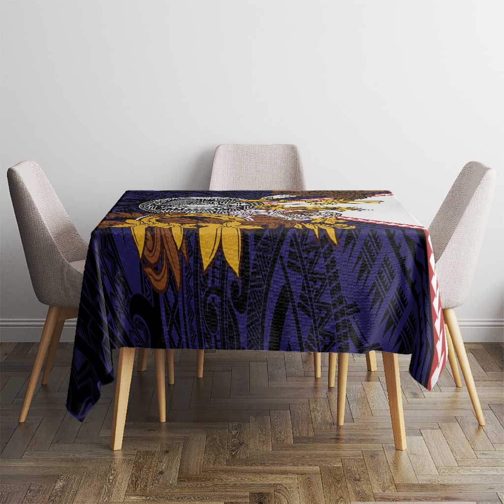 American Samoa Eagle Kava Bowl Tablecloth Plumeria Polynesian Pattern