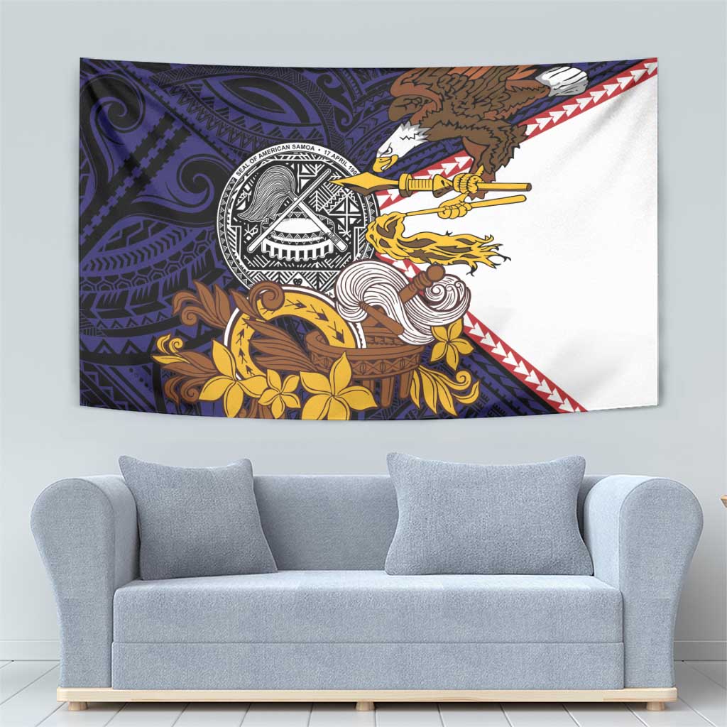 American Samoa Eagle Kava Bowl Tapestry Plumeria Polynesian Pattern