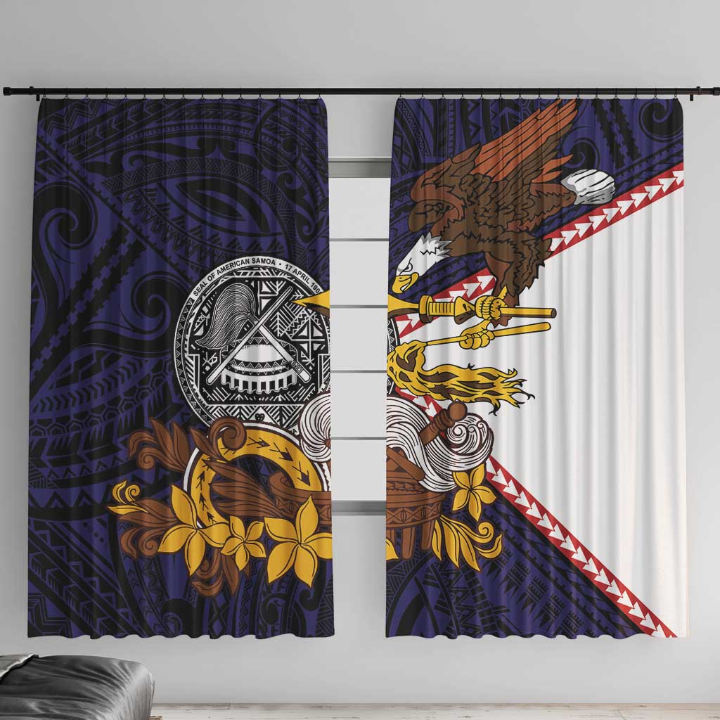 American Samoa Eagle Kava Bowl Window Curtain Plumeria Polynesian Pattern