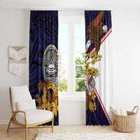 American Samoa Eagle Kava Bowl Window Curtain Plumeria Polynesian Pattern