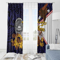 American Samoa Eagle Kava Bowl Window Curtain Plumeria Polynesian Pattern