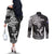 New Zealand Silver Fern Rugby Couples Matching Off The Shoulder Long Sleeve Dress and Long Sleeve Button Shirts Maori Tiki Player With Ta Moko Tribal LT01 - Polynesian Pride