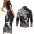 New Zealand Silver Fern Rugby Couples Matching Short Sleeve Bodycon Dress and Long Sleeve Button Shirts Maori Tiki Player With Ta Moko Tribal LT01 - Polynesian Pride