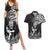 New Zealand Silver Fern Rugby Couples Matching Summer Maxi Dress and Hawaiian Shirt Maori Tiki Player With Ta Moko Tribal LT01 Black - Polynesian Pride