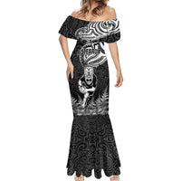 New Zealand Silver Fern Rugby Mermaid Dress Maori Tiki Player With Ta Moko Tribal LT01 - Polynesian Pride