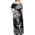 New Zealand Silver Fern Rugby Off Shoulder Maxi Dress Maori Tiki Player With Ta Moko Tribal LT01 - Polynesian Pride