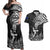 Custom New Zealand Silver Fern Rugby Couples Matching Off Shoulder Maxi Dress and Hawaiian Shirt Maori Tiki Player With Ta Moko Tribal LT01 Black - Polynesian Pride