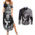 Custom New Zealand Silver Fern Rugby Couples Matching Summer Maxi Dress and Long Sleeve Button Shirts Maori Tiki Player With Ta Moko Tribal LT01 Black - Polynesian Pride