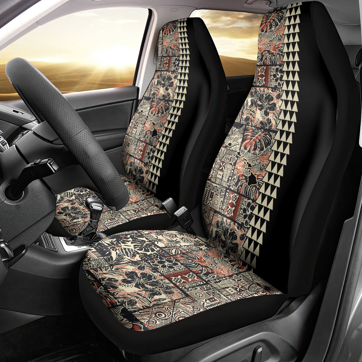 Hawaiian Quilt Car Seat Cover Hibiscus Kakau Vintage Style LT01 - Polynesian Pride