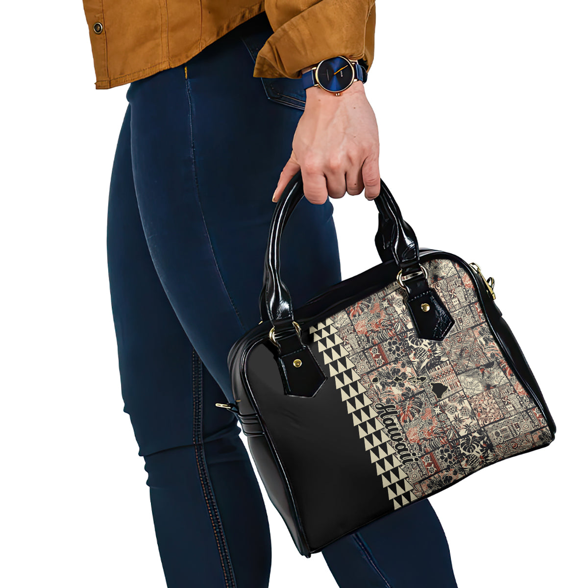 Hawaiian Quilt Shoulder Handbag Hibiscus Kakau Vintage Style LT01 - Polynesian Pride