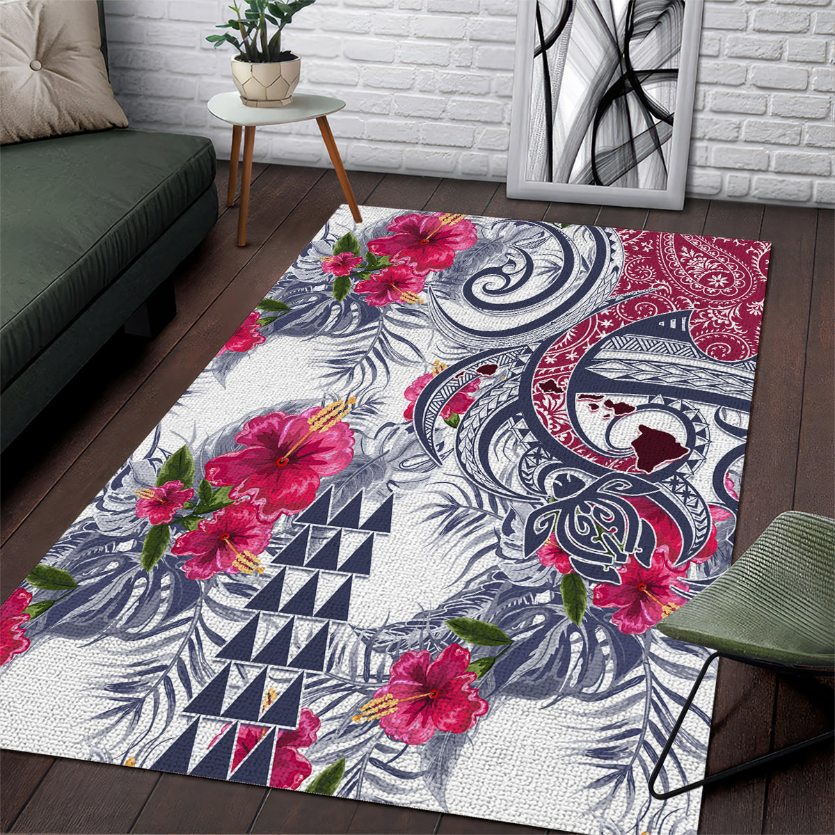 Hawaii Kakau Mix Paisley Pattern Area Rug Polynesian Tropical Unique Style LT01 White - Polynesian Pride