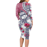 Hawaii Kakau Mix Paisley Pattern Long Sleeve Bodycon Dress Polynesian Tropical Unique Style LT01 - Polynesian Pride