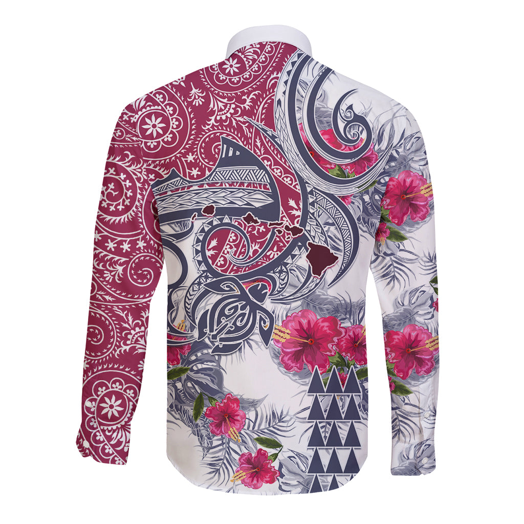 Hawaii Kakau Mix Paisley Pattern Long Sleeve Button Shirt Polynesian Tropical Unique Style LT01 - Polynesian Pride