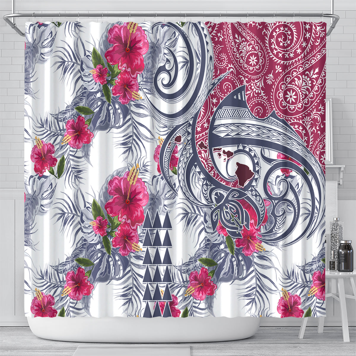 Hawaii Kakau Mix Paisley Pattern Shower Curtain Polynesian Tropical Unique Style LT01 - Polynesian Pride