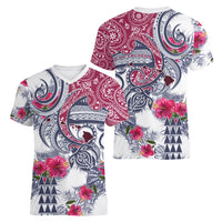 Hawaii Kakau Mix Paisley Pattern Women V Neck T Shirt Polynesian Tropical Unique Style LT01 - Polynesian Pride