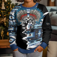 Native American Chief Skull With Axe Kid Ugly Christmas Sweater LT01 - Polynesian Pride