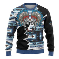 Native American Chief Skull With Axe Ugly Christmas Sweater - Polynesian Pride