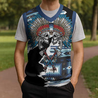 Native American Chief Skull With Axe Christmas Knitted V-Neck Vest LT01 - Polynesian Pride