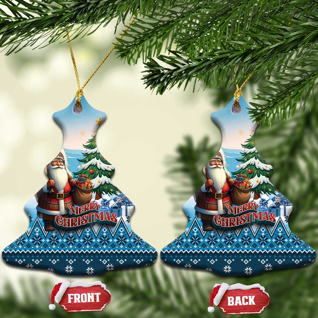 Native American Santa Claus Ceramic Ornament Merry Christmas 2025 LT01 Christmas Tree Blue - Polynesian Pride
