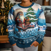 Personalized Native American Santa Claus Kid Ugly Christmas Sweater Merry Christmas 2025 LT01 - Polynesian Pride
