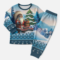 Personalized Native American Santa Claus Christmas Pajama Set Merry Christmas 2025 LT01 Men Blue - Polynesian Pride
