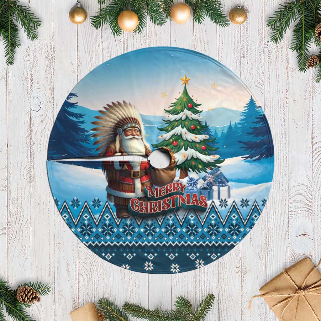 Native American Santa Claus Tree Skirt Merry Christmas 2025 LT01 Casual Blue - Polynesian Pride
