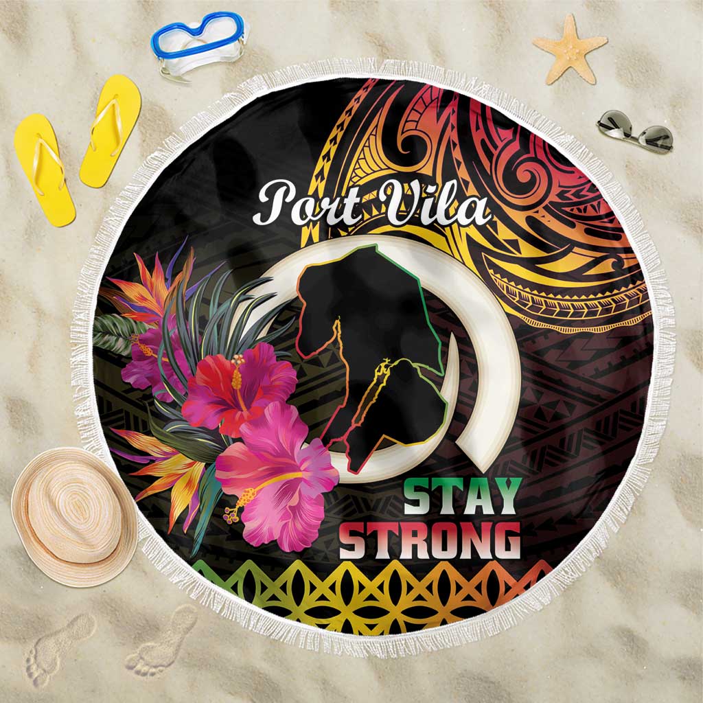 Vanuatu Port Vila Stay Strong Beach Blanket Long God Yumi Stanap LT01 One Size 150cm Black - Polynesian Pride