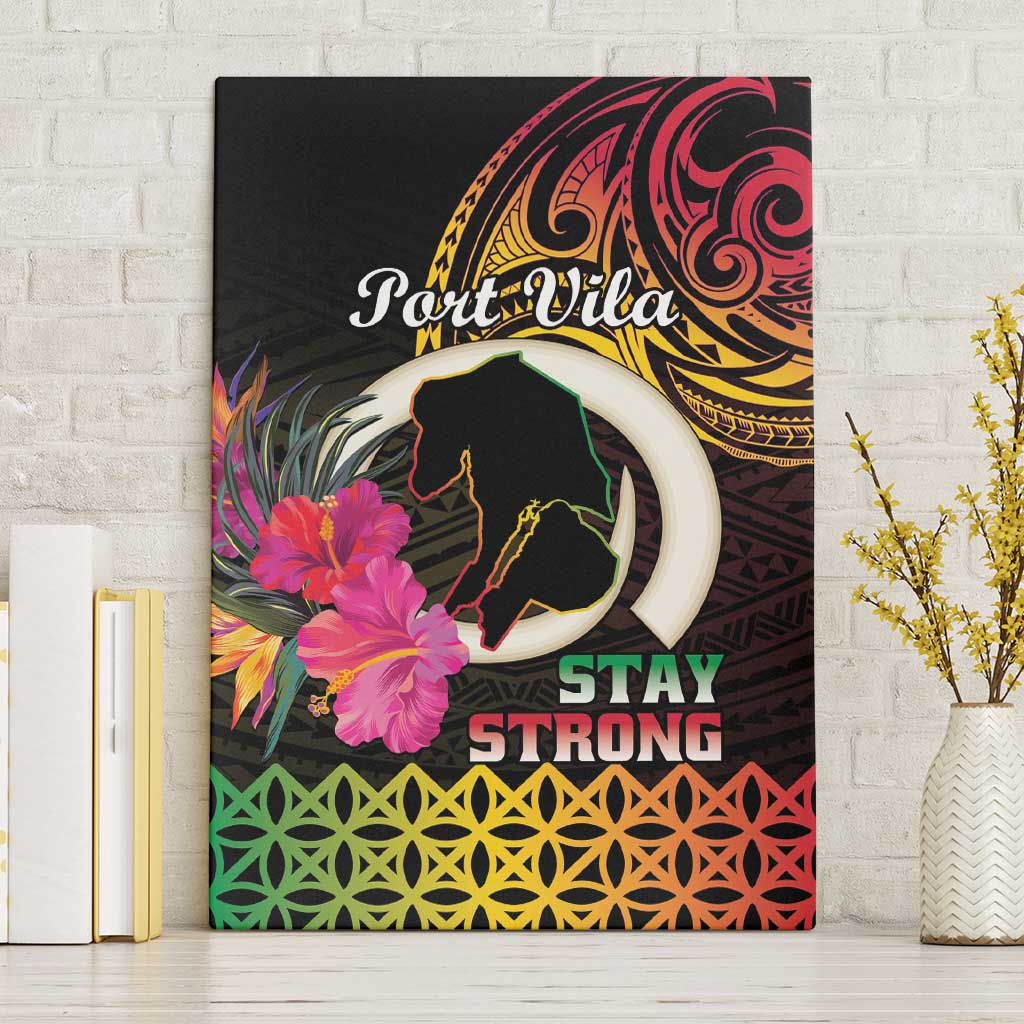 Vanuatu Port Vila Stay Strong Canvas Wall Art Long God Yumi Stanap LT01 Without Frame Black - Polynesian Pride