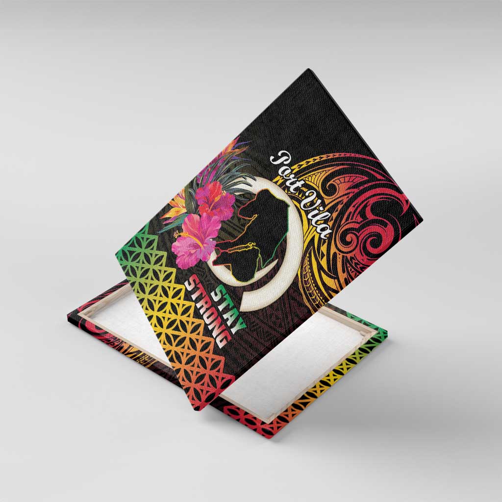 Vanuatu Port Vila Stay Strong Canvas Wall Art Long God Yumi Stanap LT01 With Frame Black - Polynesian Pride