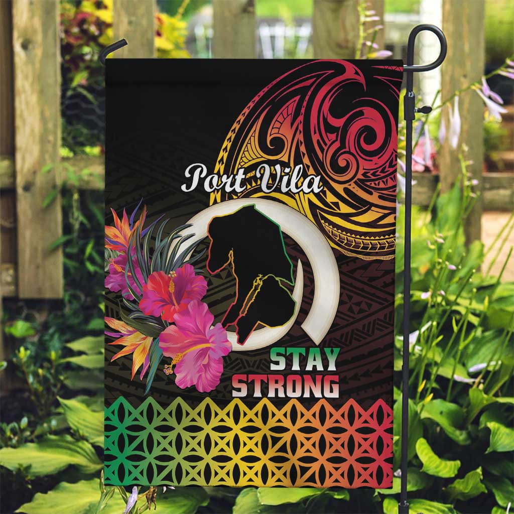 Vanuatu Port Vila Stay Strong Garden Flag Long God Yumi Stanap LT01 Garden Flag Black - Polynesian Pride