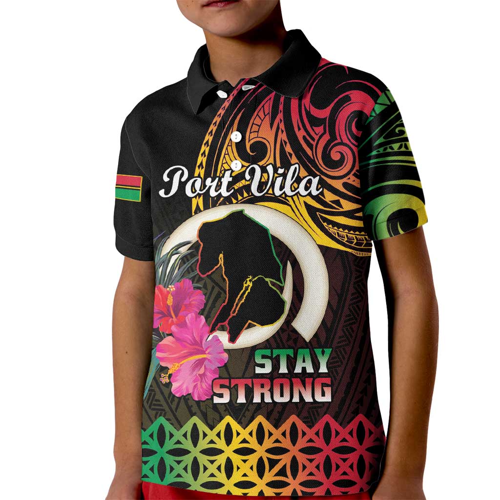 Personalised Vanuatu Port Vila Stay Strong Kid Polo Shirt Long God Yumi Stanap