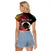 Personalised Vanuatu Port Vila Stay Strong Raglan Cropped T Shirt Long God Yumi Stanap LT01 - Polynesian Pride