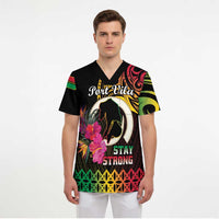 Personalised Vanuatu Port Vila Stay Strong Scrub Top Long God Yumi Stanap LT01 - Polynesian Pride
