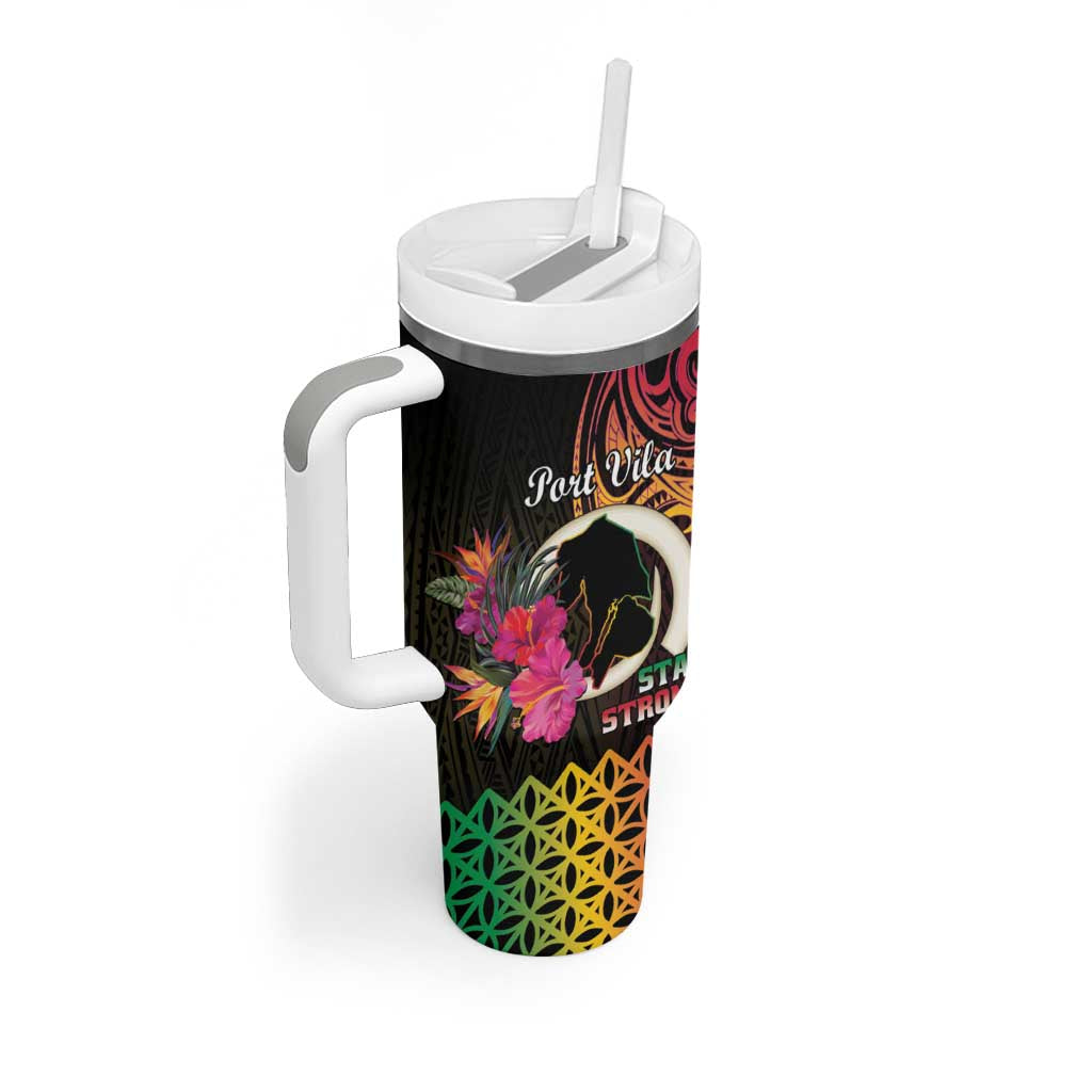 Personalised Vanuatu Port Vila Stay Strong Tumbler With Handle Long God Yumi Stanap LT01 - Polynesian Pride