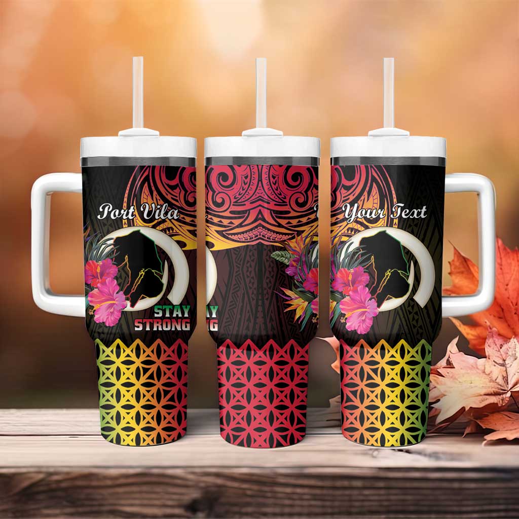 Personalised Vanuatu Port Vila Stay Strong Tumbler With Handle Long God Yumi Stanap LT01 - Polynesian Pride