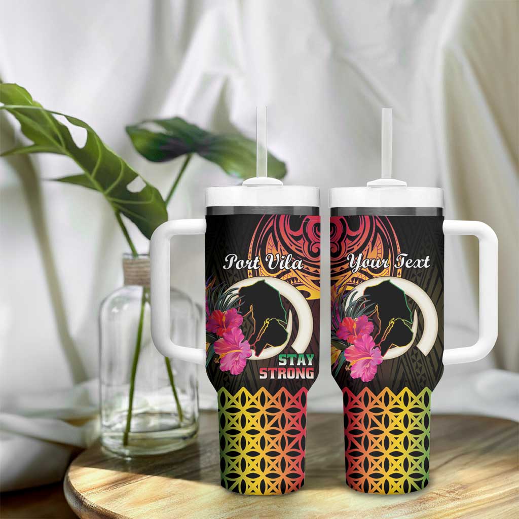 Personalised Vanuatu Port Vila Stay Strong Tumbler With Handle Long God Yumi Stanap LT01 - Polynesian Pride