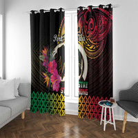 Vanuatu Port Vila Stay Strong Window Curtain Long God Yumi Stanap LT01 With Grommets Black - Polynesian Pride