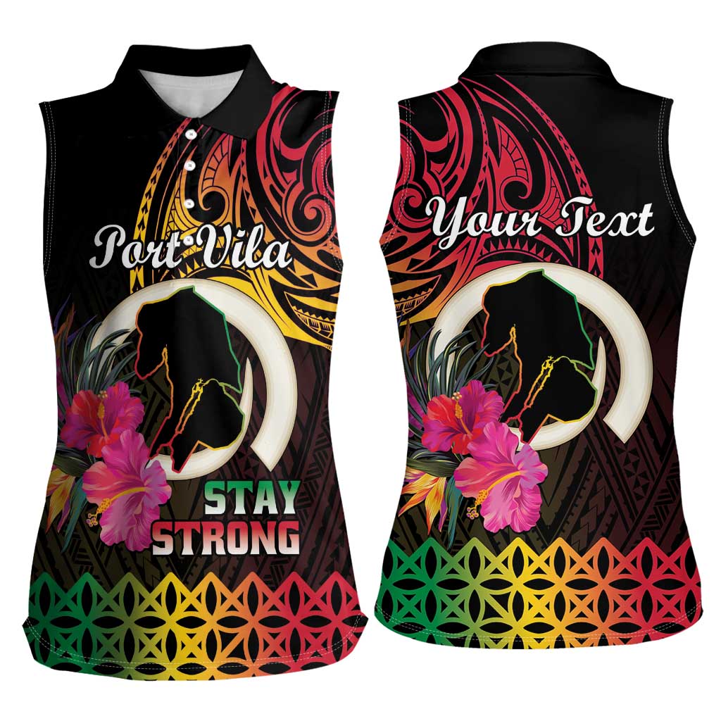 Personalised Vanuatu Port Vila Stay Strong Women Sleeveless Polo Shirt Long God Yumi Stanap