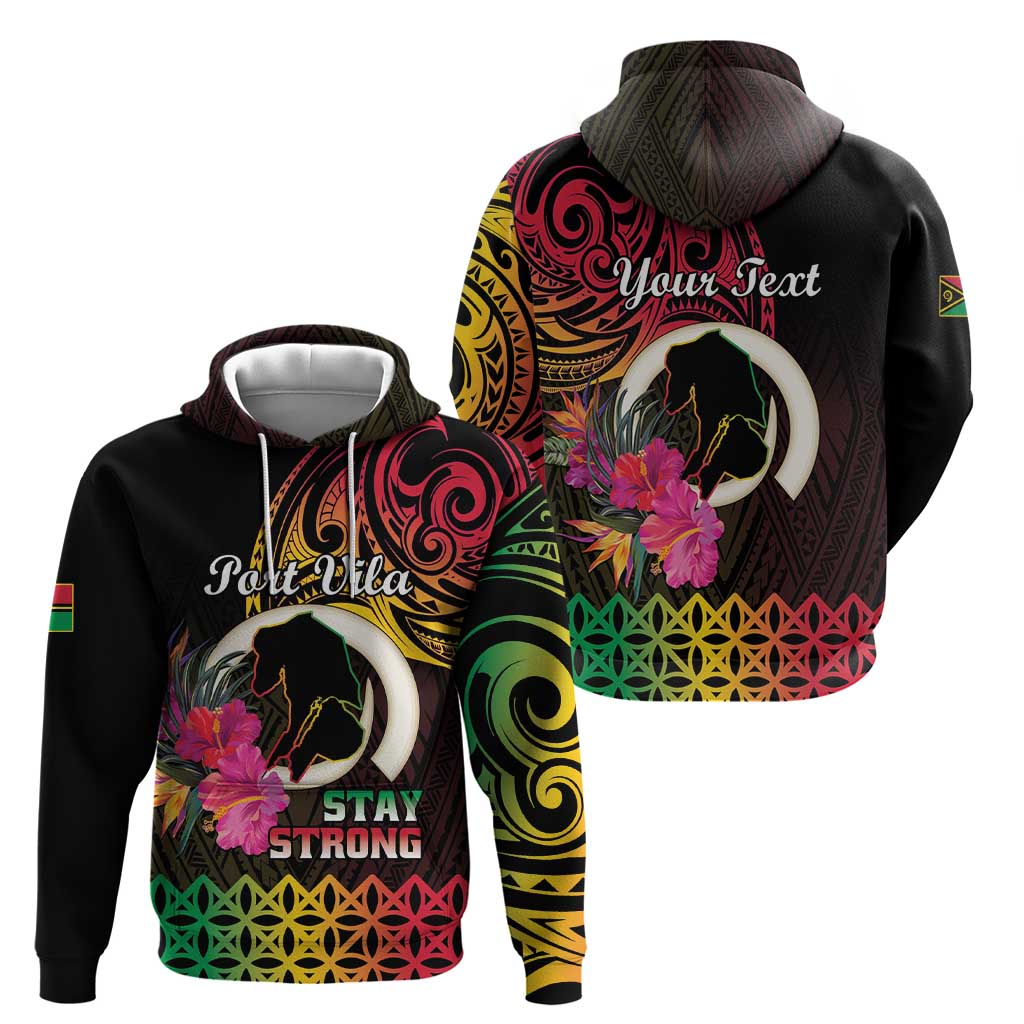 Personalised Vanuatu Port Vila Stay Strong Zip Hoodie Long God Yumi Stanap